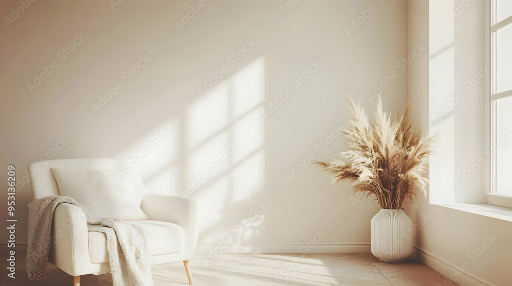 Modern Living Room Design Ideas: White Armchair, Fluffy Pillow, Pampas Grass, Natural Light Modern Living Room Design Ideas: White Armchair, Fluffy Pillow, Pampas Grass, Natural Light