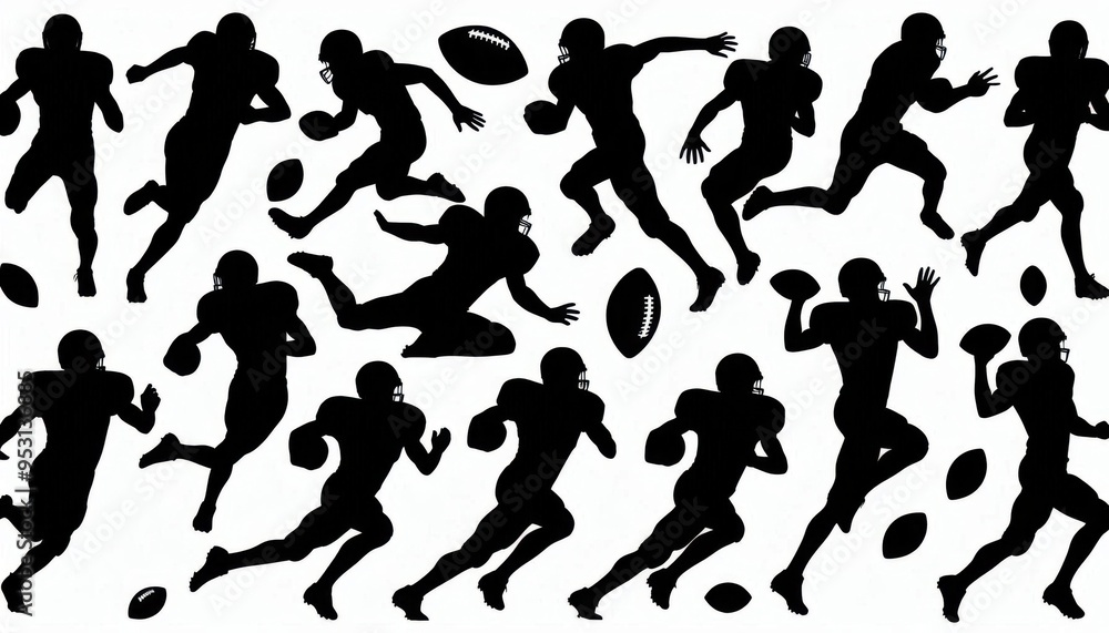 silhouettes of american football player running silhouettes of american football player running