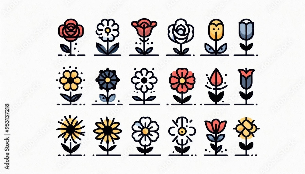 set of flowers silhouettes for design set of flowers silhouettes for design