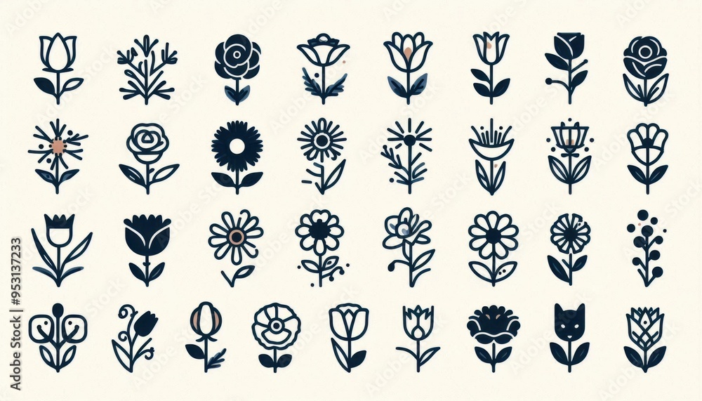 set of flowers silhouettes set of flowers silhouettes