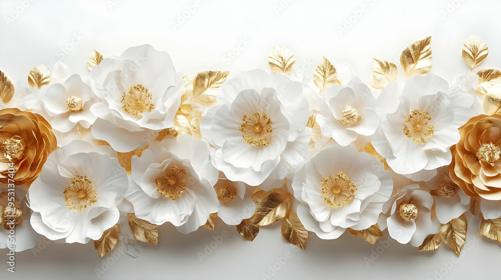 White and Gold Paper Flowers - Wedding, Party, and Home Decor White and Gold Paper Flowers - Wedding, Party, and Home Decor