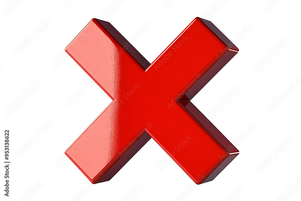 A glossy red 'X' symbol isolated on a white transparent background. A glossy red 'X' symbol isolated on a white transparent background.