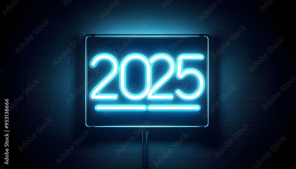 New year font 2025 neon effect text background New year font 2025 neon effect text background