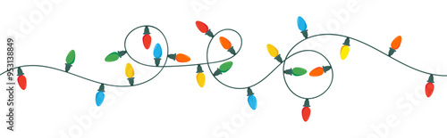 Christmas lights bulbs isolated on white background