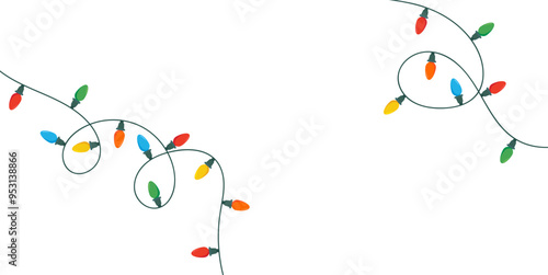 Christmas lights bulbs isolated on white background