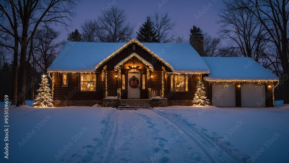 Winter Home with Holiday Lights and Tracks Winter Home with Holiday Lights and Tracks
