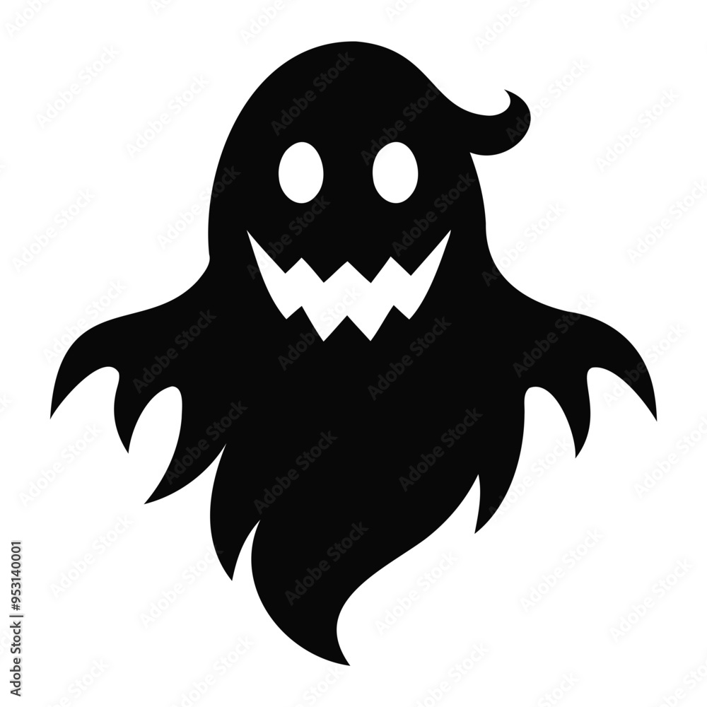 A Halloween ghost black silhouette vector illustration Isolated on a white background A Halloween ghost black silhouette vector illustration Isolated on a white background