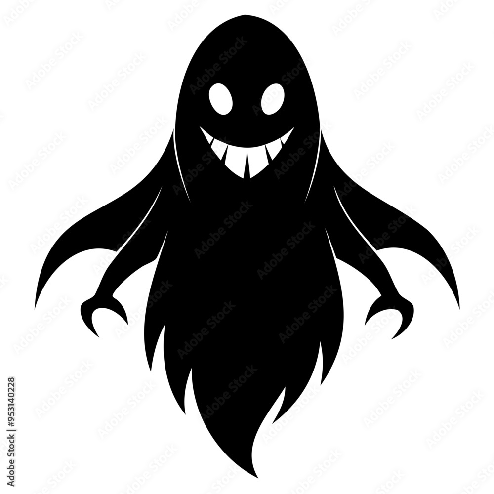 A Halloween ghost black silhouette vector illustration Isolated on a white background A Halloween ghost black silhouette vector illustration Isolated on a white background