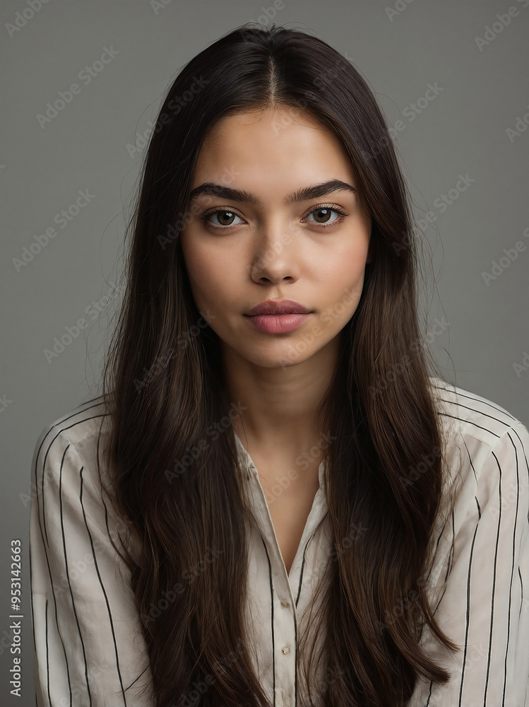 Beautiful woman in profile with long and shiny wavy hair . Beauty model girl with simple hairstyle . Jewelry, Beauty, makeup and cosmetics . Beautiful woman in profile with long and shiny wavy hair . Beauty model girl with simple hairstyle . Jewelry, Beauty, makeup and cosmetics .