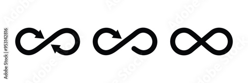 Set of circular economy loop icon collection. Infinity symbol. Vector Illustration.