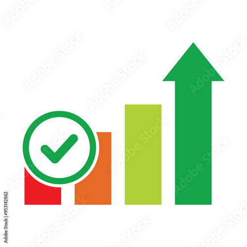 Set of business growth success chart symbol. Graph diagram up icon. Vector Illustration.