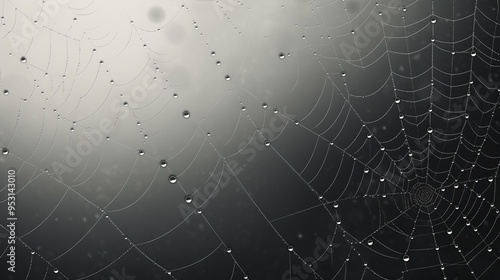 Mysterious Spider Web with Morning Dew Drops