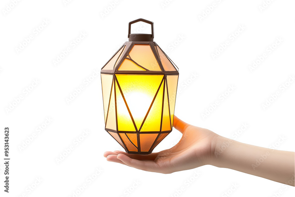 A hand holding a lit lantern with a warm glow. A hand holding a lit lantern with a warm glow.