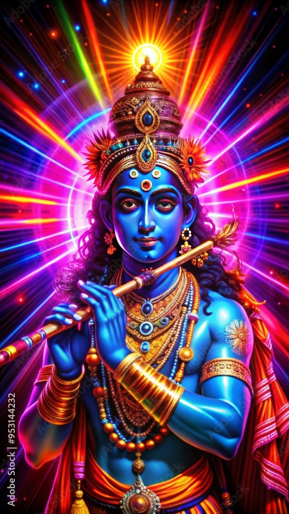 Obraz premium Lord Krishna neon color