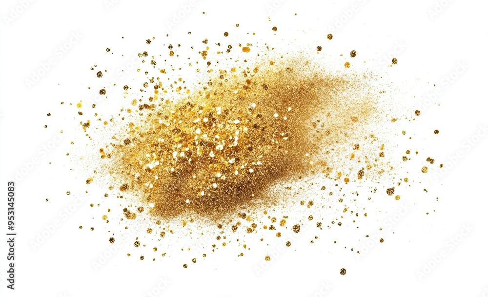 Golden flakes on a white background. Golden flakes on a white background.