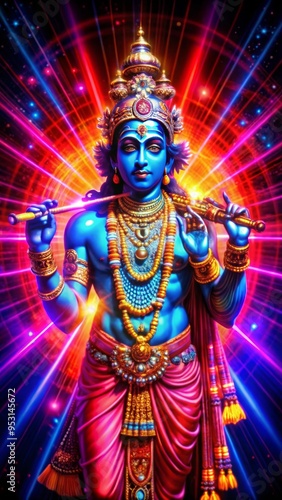 Wallpaper Mural Lord Krishna neon color Torontodigital.ca