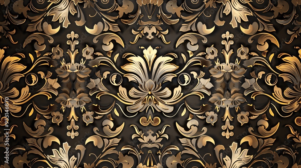 Gold Ornate Floral Pattern Luxury Background Texture Gold Ornate Floral Pattern Luxury Background Texture