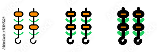 Editable bbq, shish kebab, satay vector icon. Part of a big icon set family. Perfect for web and app interfaces, presentations, infographics, etc
