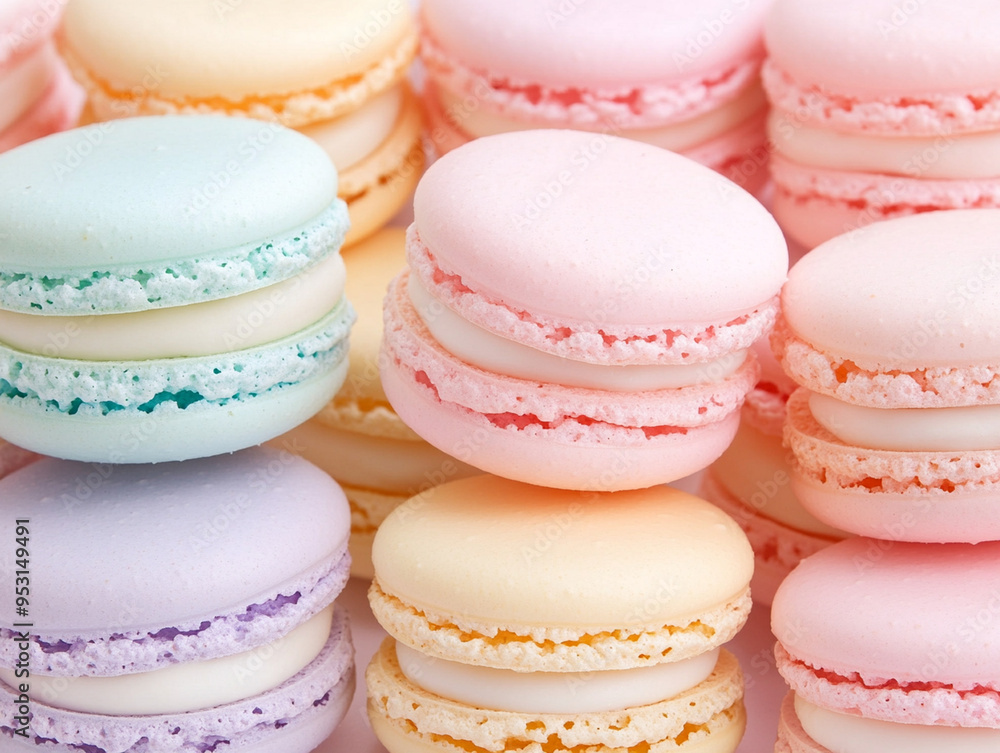 French macarons in pastel colors. French macarons in pastel colors.