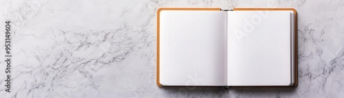Wallpaper Mural Open blank notebook with dotted grid pages, lying on a marble surface, elegant and clean design, blank notebook mockup, dot grid Torontodigital.ca