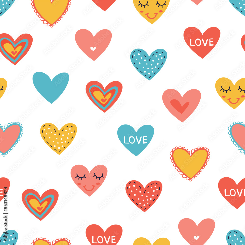 Lovely pattern with cute hearts. Romantic textile print Lovely pattern with cute hearts. Romantic textile print