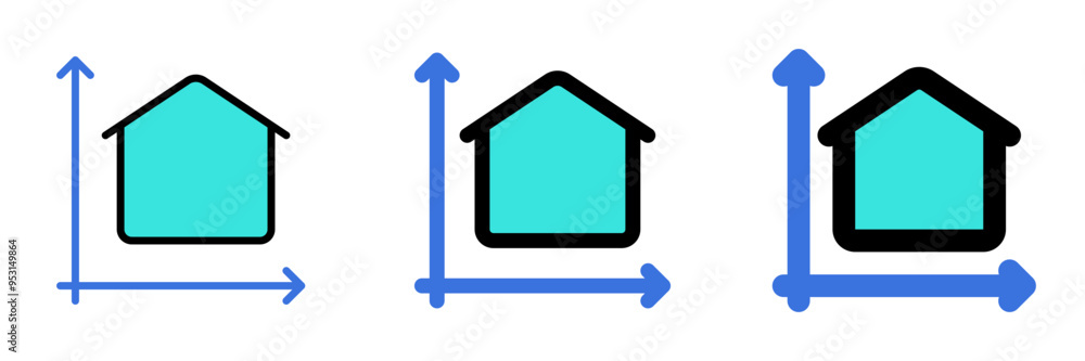 Editable building area, size vector icon. Property, real estate, construction, mortgage, interiors. Part of a big icon set family. Perfect for web and app interfaces, presentations, infographics, etc Editable building area, size vector icon. Property, real estate, construction, mortgage, interiors. Part of a big icon set family. Perfect for web and app interfaces, presentations, infographics, etc