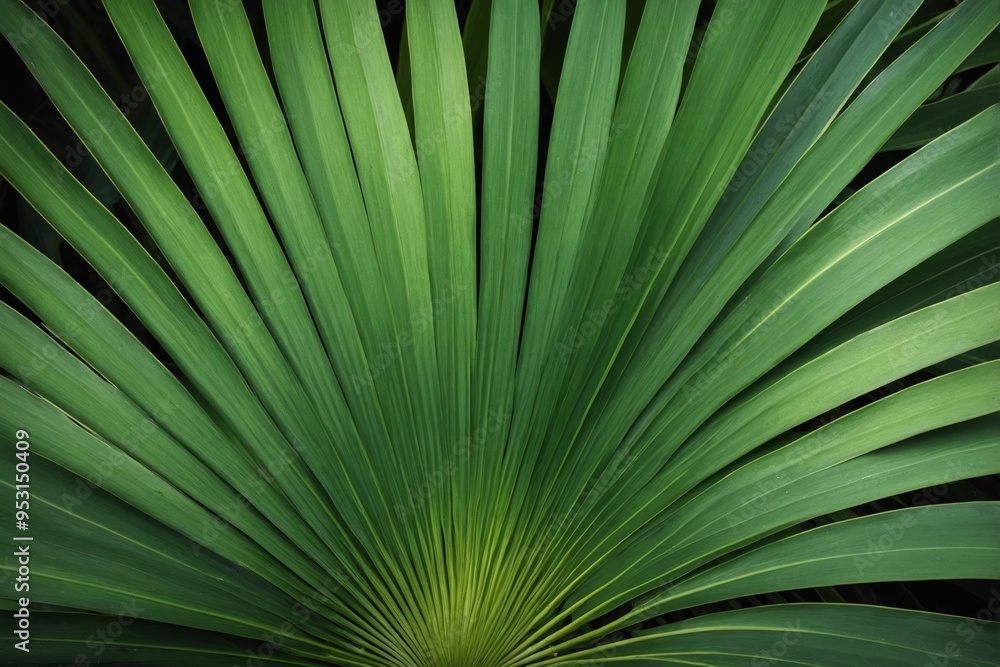Fototapeta premium Close-up of green palm leaf with intricate texture