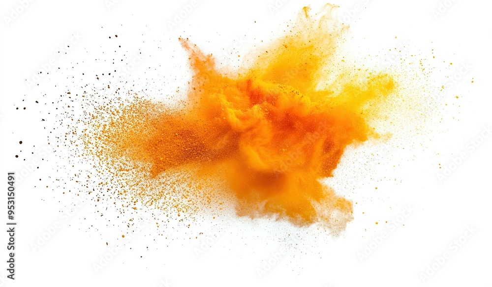 An explosion of orange powder. An explosion of orange powder.