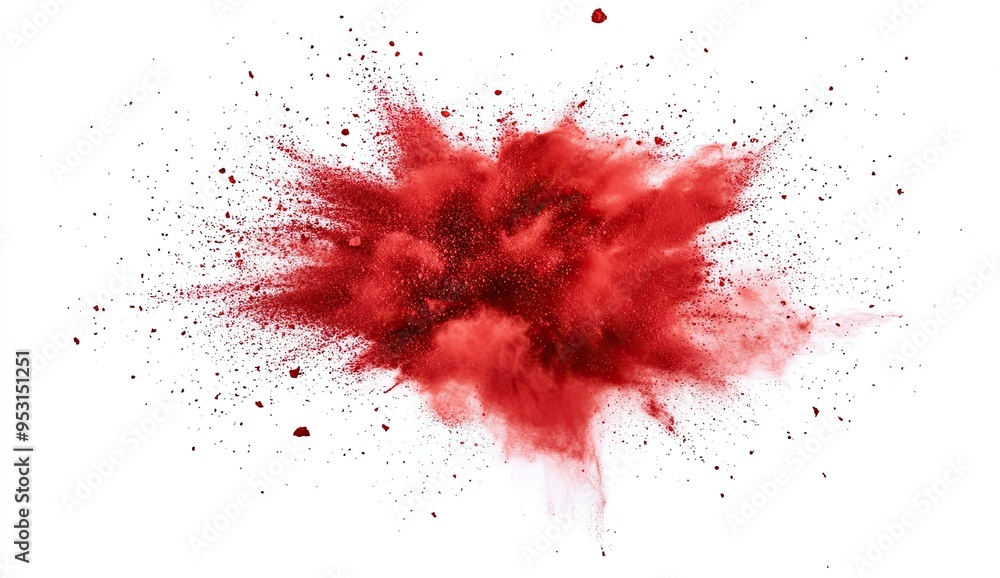 Vibrant red powder explosion․ Vibrant red powder explosion․