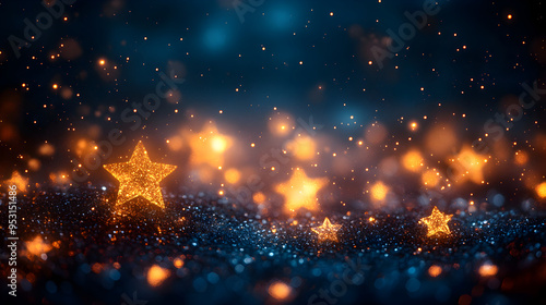 Weihnachtshintergrund mit leuchtenden Sternen, made by AI