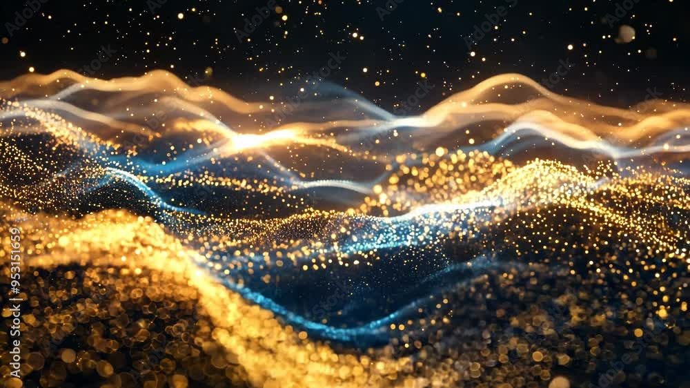 Golden Particles Wave Abstract Background Golden Particles Wave Abstract Background