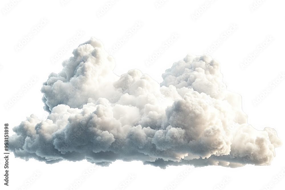 A large, fluffy white cloud isolated on a white transparent background. A large, fluffy white cloud isolated on a white transparent background.