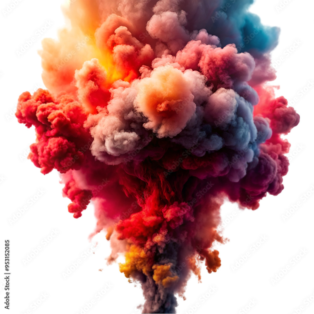 Fototapeta premium Colorful smoke explosion transparent background