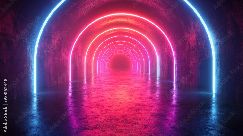 3D animation of a spinning glowing neon ring with beams of light and lens flare in a minimalist live image background with a retro disco style. 3D animation of a spinning glowing neon ring with beams of light and lens flare in a minimalist live image background with a retro disco style.