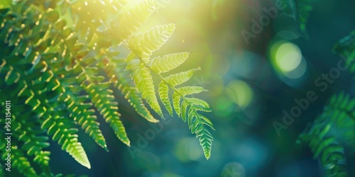 Wallpaper Mural Detailed View of Fern Leaf Surface Soft Green Fern Leaves Brightened by Sunlight Sustainable Growth Idea Characteristics of Fern Leaf Texture Torontodigital.ca