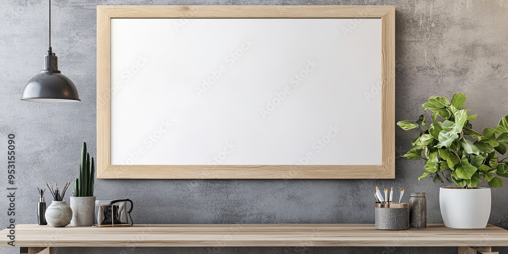 Blank Canvas Mockup: A minimalist home office desk with a blank canvas mockup, perfect for showcasing artwork, photography, or branding designs. Blank Canvas Mockup: A minimalist home office desk with a blank canvas mockup, perfect for showcasing artwork, photography, or branding designs.