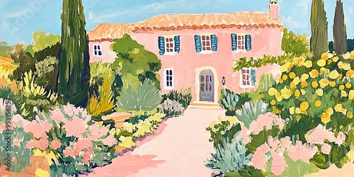 Pink Cottage Charm: A water...