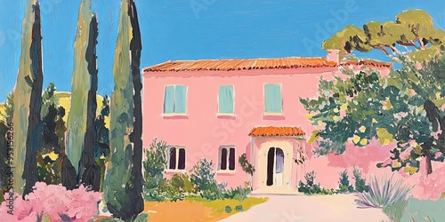 Pink Cottage Charm: A water...