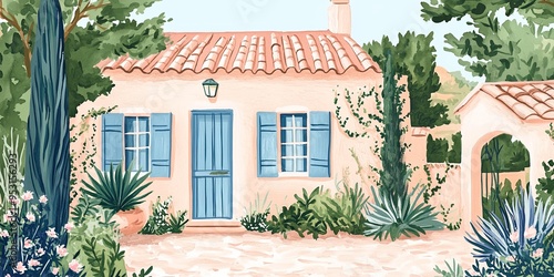 Pink Cottage Charm: A water...