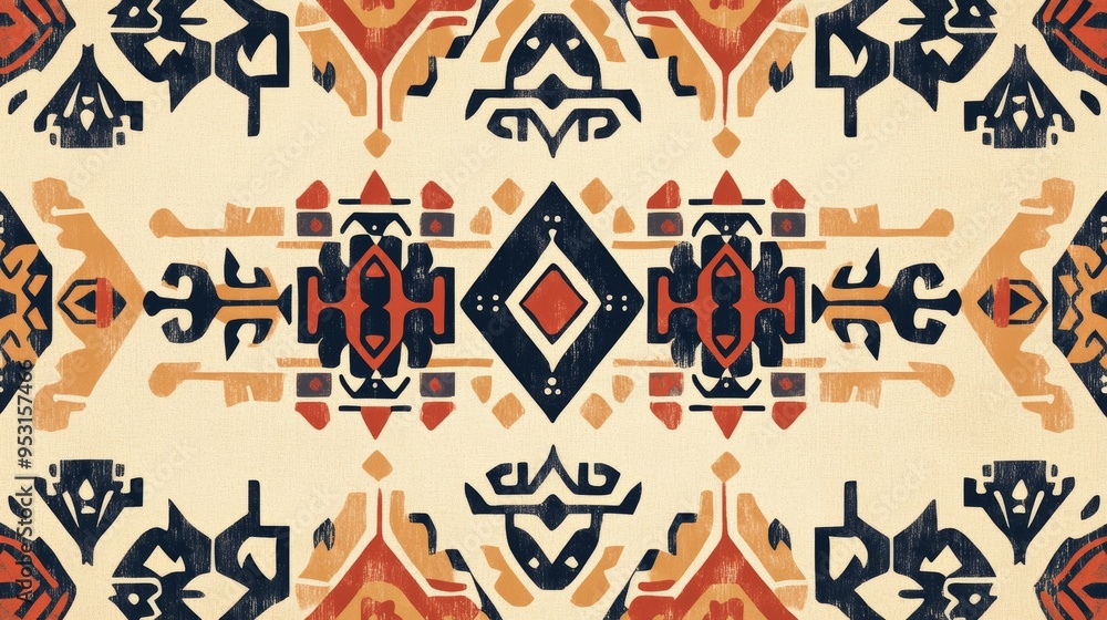 A richly detailed South American wallpaper with a repeating pattern of ...