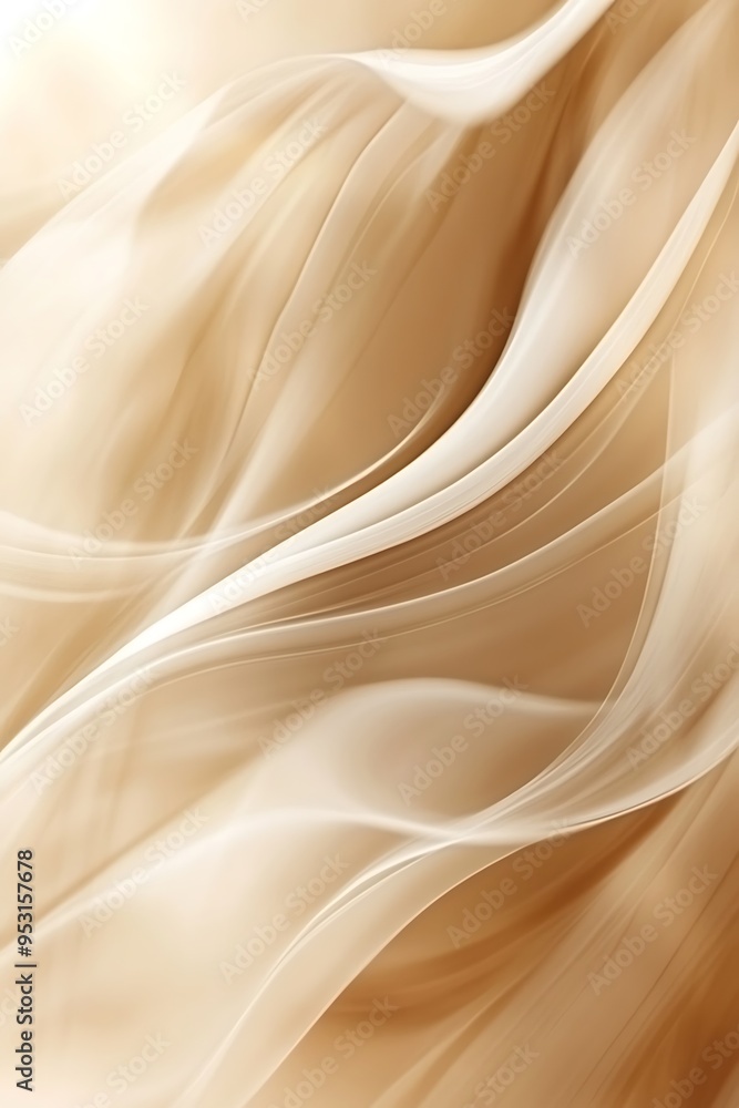 Fototapeta premium Elegant curved lines on a beige background creating a fluid and dynamic composition, wave, light, brown, texture, silk, soft, smooth, waves, illustration