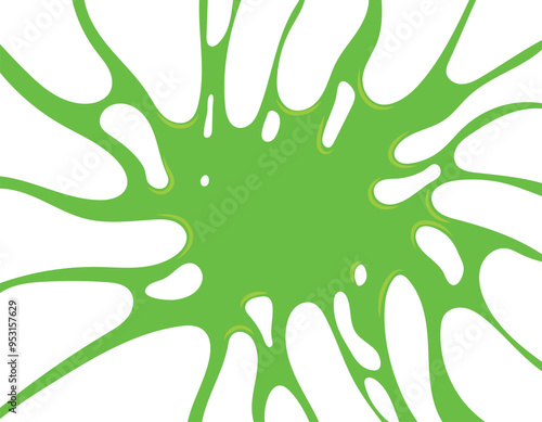 Green slime stain. Sticky mucus glue drop