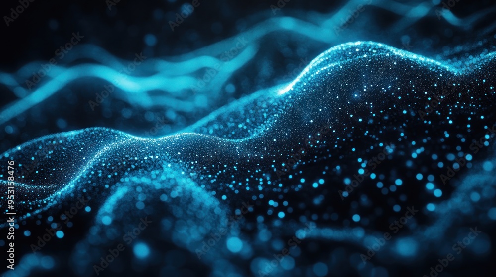 Abstract Blue Particle Waves Abstract Blue Particle Waves