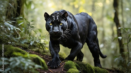 A sleek black panther moves stealthily