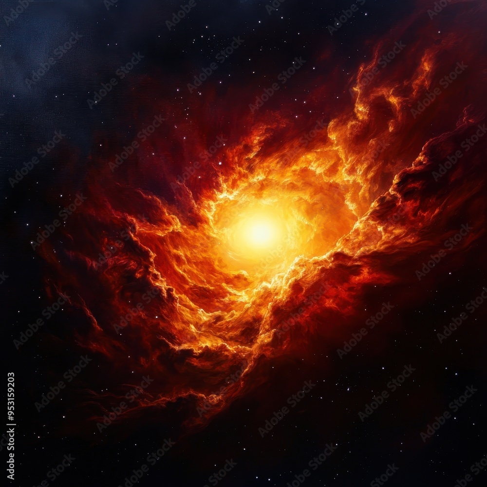 Stunning high-resolution image of a fiery nebula in deep space, showcasing vibrant colors and intricate cosmic details. Stunning high-resolution image of a fiery nebula in deep space, showcasing vibrant colors and intricate cosmic details.