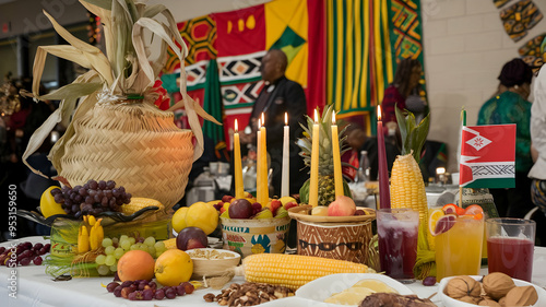 Kwanzaa, Kwanzaa holiday concept, Holiday African, Lighting Candles for Kwanzaa Holiday.