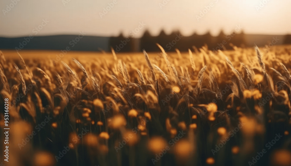Fototapeta premium wheat field at sunset