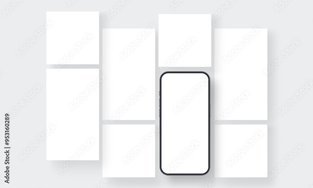 Smartphone With Posts and Stories Templates for Social Media. Vector Illustration Smartphone With Posts and Stories Templates for Social Media. Vector Illustration