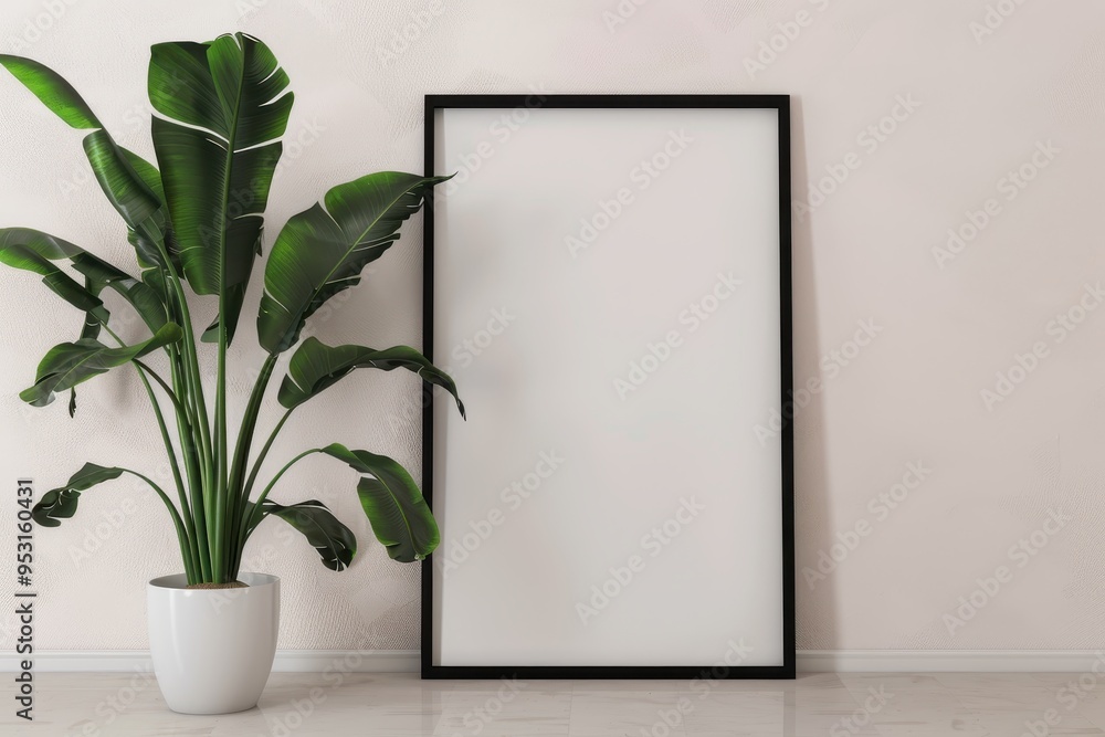Elegant black frame mockup set in a modern interior, showcasing a stylish wall arrangement with contemporary decor and tasteful furnishings for design inspiration. Elegant black frame mockup set in a modern interior, showcasing a stylish wall arrangement with contemporary decor and tasteful furnishings for design inspiration.