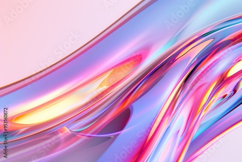 Wavy Glass Gradient, A vibrant abstract composition featuring flowing liquid shapes with chromatic effects, showcasing a dynamic interplay of neon colors and smooth gradients.